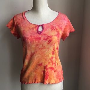 Marabou Orange & Pink Tie-Die T-Shirt Size L